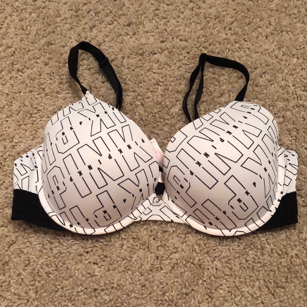 36D Black and white PINK VS bra